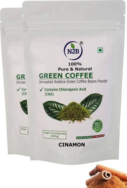N2B Organic Green Coffee Powder with Cinamon Powder 230g Pack of 2 Instant Coffee