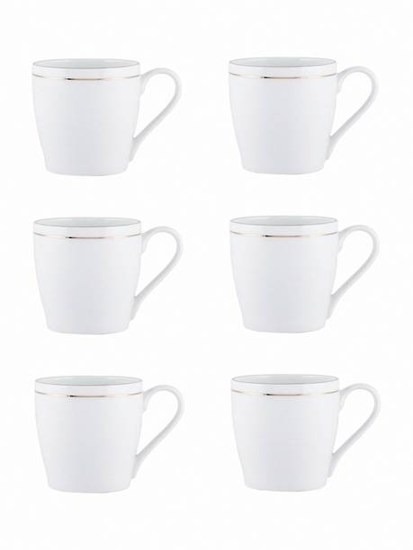 SONAKI Pack of 6 Bone China Tea Cups/Coffee Mugs with Real Gold Print