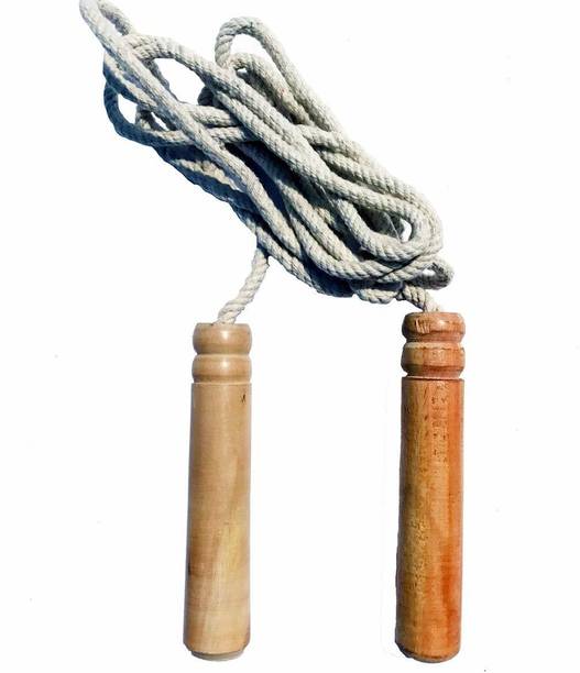 RAHICO CLUB Cotton 10 MM Skipping Rope With Wooden Handle Freestyle Skipping Rope