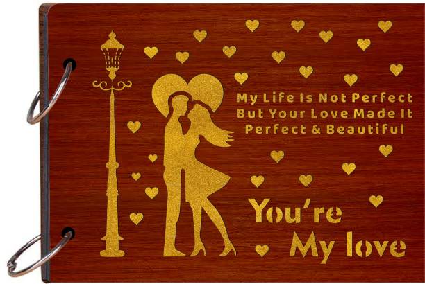 Craft Qila My life is not perfect Valentines Day Gift for Loved Ones Craft Wooden Scrapbook Photo Album Album