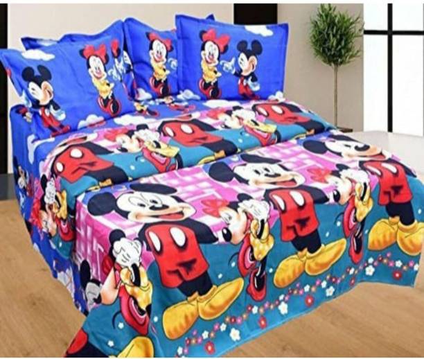 Decorum Microfiber Double Flat 144 TC Printed 1 Bedsheet with 2 Pillow Covers