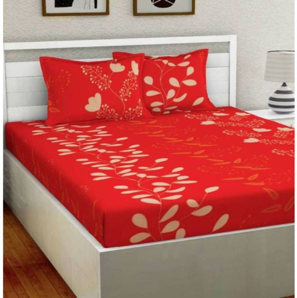 Decorum Microfiber Double Flat 144 TC Printed 1 Bedsheet with 2 Pillow Covers