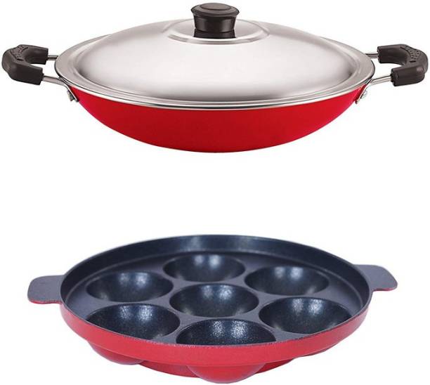 NIRLON Non-Stick Gas Compatible Appampatram and Appachatti Combo Set Gift Offer Non-Stick Coated Cookware Set