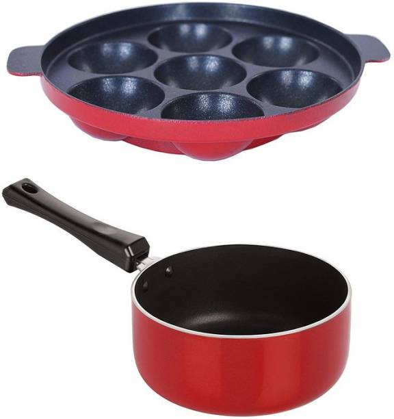 NIRLON Non-Stick Coated 2 Piece Gas Compatible Cookware Combo Gift Set Offer with Bakelite Handle Non-Stick Coated Cookware Set