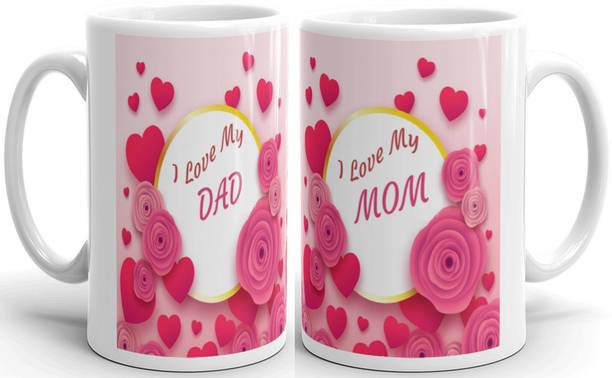 STYLE & FASHION Gift For Fathers Day Cup Gift for Father (I Love my Dad and Mom Set of 2) Gift for Father Mother Dad Mom Birthday , Anniversary, Birthday Ceramic Coffee Mug