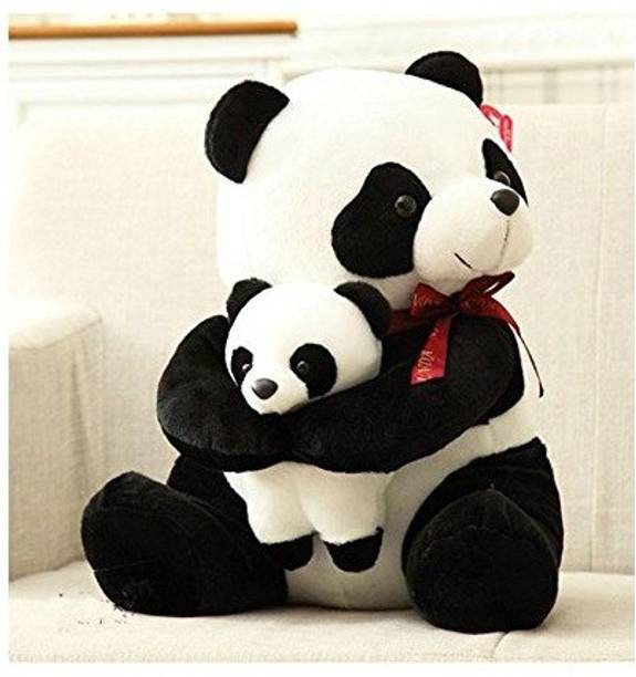 Nihan Enterprises Soft Stuffed Panda With Baby Teddy Bear (White & Black, 60 cm)  - 24 inch