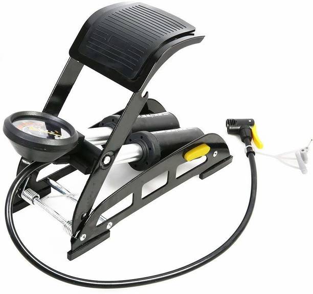 4tens Double Barrel Foot Pump with Accurate Pressure Gauge and Smart Valve Car, Bicycle, Motorcycle, Balloon Pump