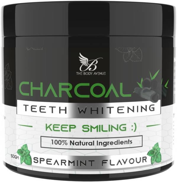 The Body Avenue Activated Charcoal Teeth Whitening Powder for Natural Teeth Whitening, Freshen Breath, Remove Stains, Fight Cavities with Coconut Charcoal Powder, Clove Oil, Orange Oil, Peppermint Oil