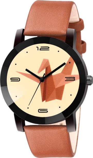 SPLAZOS 01 Brown Leather Crystal Dial Quartz Waterproof Business Classical Boys Analog Watch  - For Men