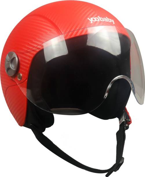 Steelbird Yoobaby Open Face Helmet for Kids of 10 to 13 Year Old, 560 MM in Dashing Red Motorbike Helmet