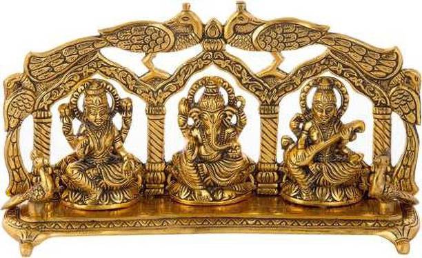 WELLWISHERS CRAFT Beautiful Design Lakshmi Ganesh Saraswati idol For Worship/Gifting Purpose/ Home/Office Etc Decorative Showpiece Decorative Showpiece  -  14 cm