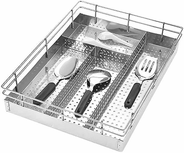 Landror Cutlery Kitchen Rack Steel Premium Kitchen Cutlery Sliding Rack