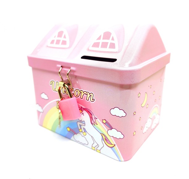 Money Box Tin Piggy Bank Savings with padlock & Key Children's Gifts 