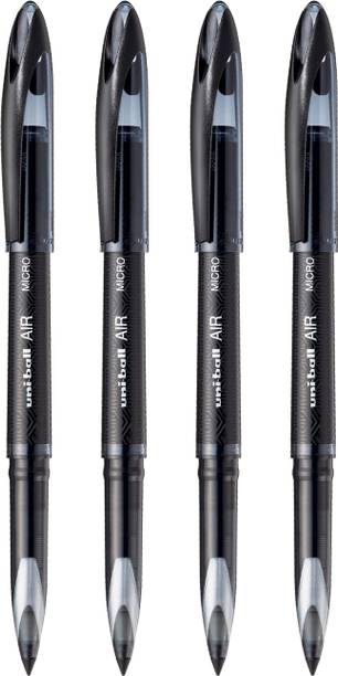 Blue Ink Pens Uni-Ball AIR Micro Rollerball Pens - 0.5mm Fine Blue Ink Green Barrel 6 Pack Uniball Air Micro