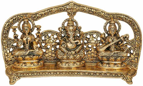 Craftam Laxmi Ganesh Saraswati Idol Showpiece for Home Decor House Warming , Deepawali Gift Decorative Showpiece  -  13 cm