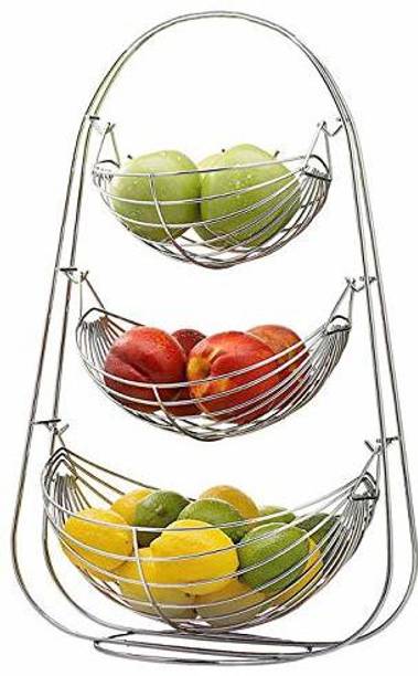 वेमोर 3-Tier Swing Rack Fruits & Vegetable Onion Trolley Container Basket Organizer Organiser Holder Stand for Kitchen फल और सब्जी की टोकरी