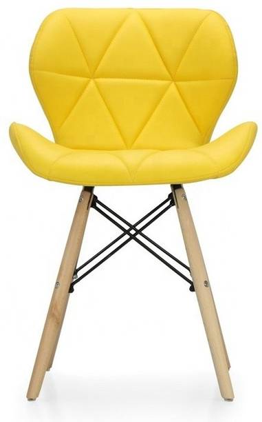 Urbancart Side Chair with Padded Seat & Solid Wood Legs Ideal for Dining, Cafeteria, Restaurant, Bar(Yellow) Solid Wood Living Room Chair