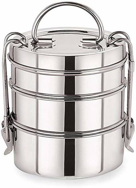 GALOOF Stainless Steel clip Tiffin box, Containers Lunch Box 3 Containers Lunch Box 3 Containers Lunch Box