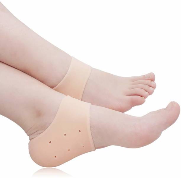 Onlinch Silicone Heel Pad Socks for Pain Relief - Men & Women (Beige, Free Size, 1 Pair) Heel Support