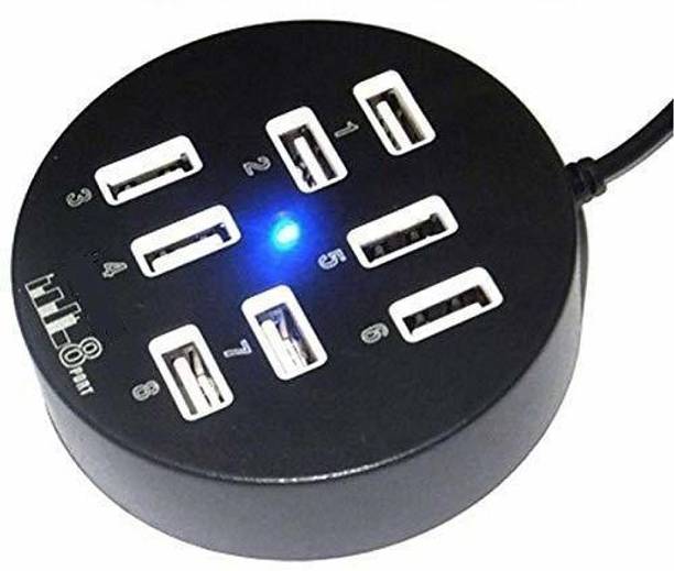 spincart 8 Port USB 2.0 HUB, High Speed Data Transfer with Control Switch and 1.2 m Long Cable for PC Desktop Laptop 8 Port USB HUB USB हब