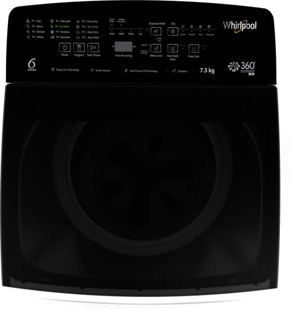 Whirlpool 7.5 kg 5 Star, Inverter,With Hard water wash Fully Automatic Top Load Washing Machine Grey