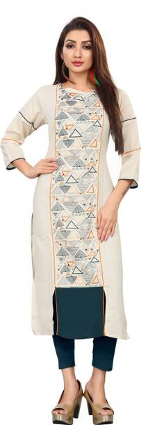 berrylicious Geometric Print Cotton Blend Straight Kurta for Women