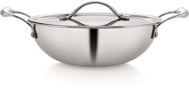 NEELAM Tri Ply Kadhai 22 cm with Lid Kadhai 24 cm diameter with Lid 2.3 L capacity