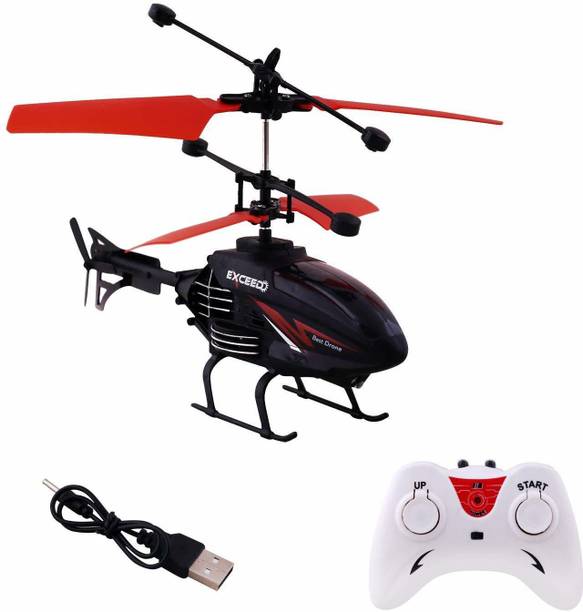 PEEHU Black Sturdy Indoor Helicopter for Kids - Only Up Down Controls on Remote - Hand Controlled 2-in-1 Type (Colour as per Stock)