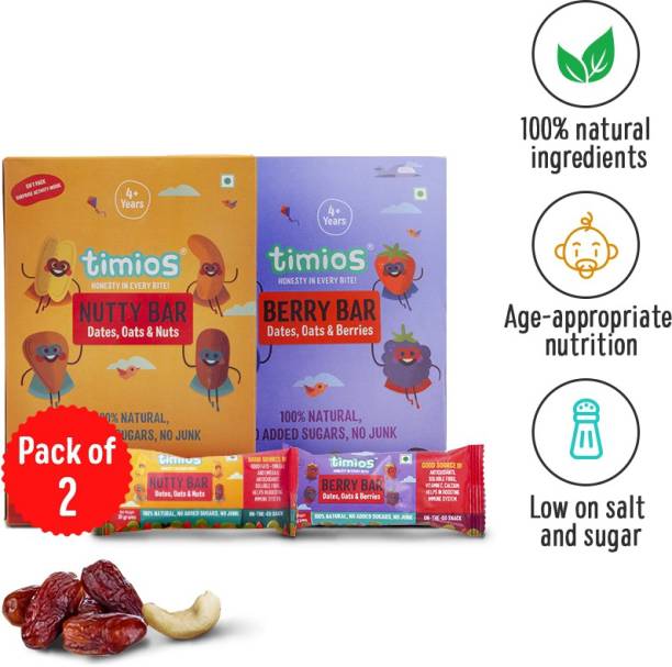 Timios Nutritious Energy Bars - Berry & Nutty for 4 years+ Kids Baby Puffs 240 g