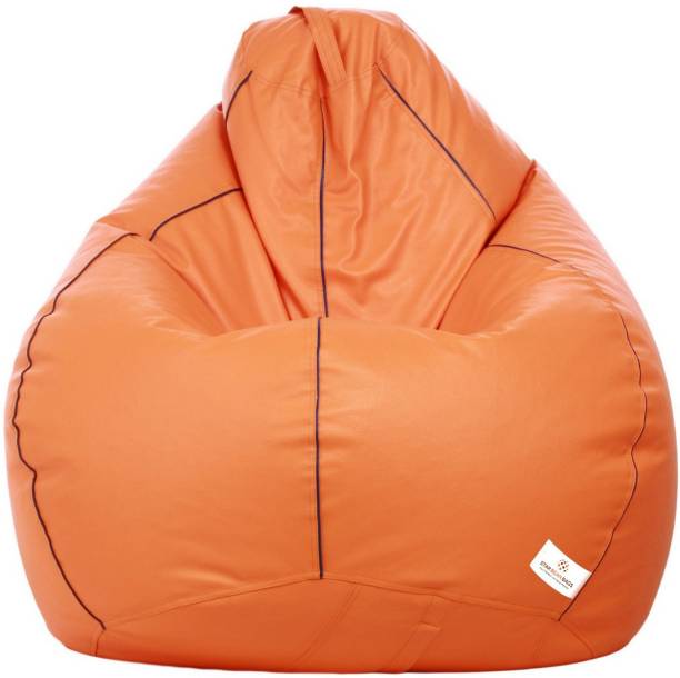 STAR XXXL Orange with Navy Blue Piping Teardrop Bean Bag  With Bean Filling