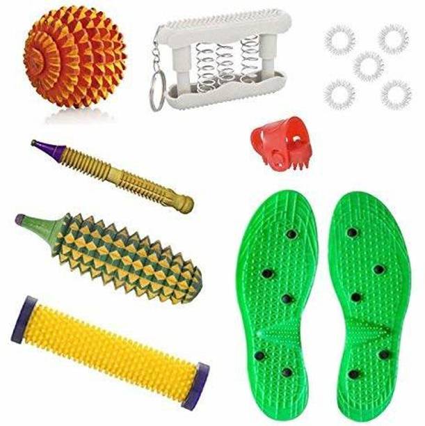 AcuHealth AH26 Acupressure Massager Tools Kit With ( Yoko Height Increaser + Energy Roll + Karela Wooden + Ball + Jimmy + Pocket Exerciser + 5 Ring + Thumb Pad ) For Stress And Pain Relief Acupressure Tool Kit Massager