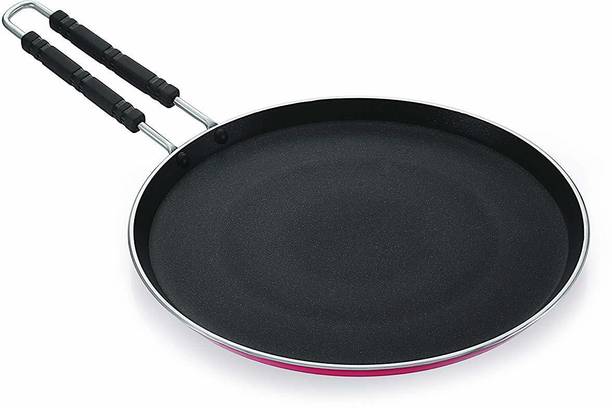 NIRLON Non Stick cookware Gas Compatible Aluminium Flat roti dosa tawa with Wire Handle (Red) 27 cm डायमीटर