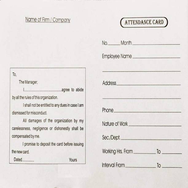 clipper FIRST CLICK Attendance Card Cum Wages Slip Set of 100 PCS Carbonless Cash Register Paper