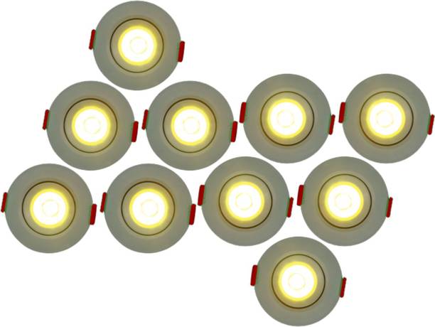 d'mak LED Ceiling COB Spot Light - 3 Watt - Round - Warm White (Pack Of 10 | 3w cob Light || led Lights for Decoration | रिसेस्ड  सीलिंग लैंप