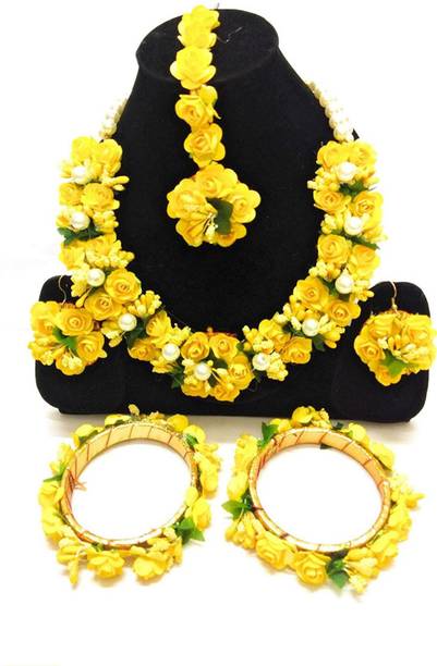 Sarthak Fashion Fabric, Paper Yellow Jewellery Set