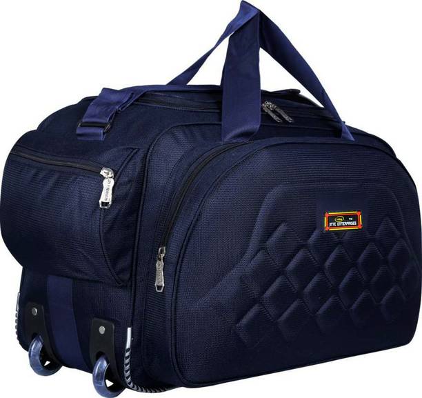 25 L Strolley Duffel Bag - water resistance 25 L simple navy blue duffel trolley bag - Blue - Regular Capacity