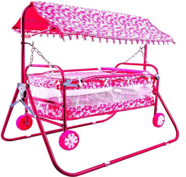 STEELOART Pink Baby Cradle Cot Cum Stroller Pink_Cradle_005 Bassinet (Pink)