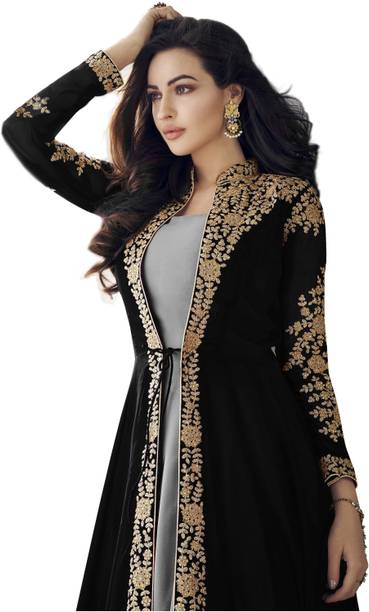 Divine Exim Georgette Embroidered, Self Design Salwar Suit Material - Image 5