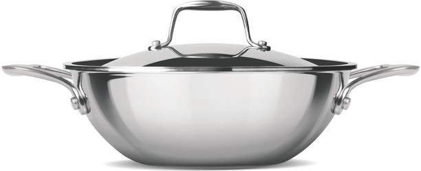 TREO Triply Stainless Steel Kadhai with Lid Kadhai 26 cm diameter with Lid 5.7 L capacity