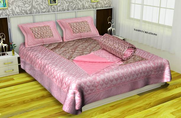Yashvi Creations Satin King Sized Bedding Set
