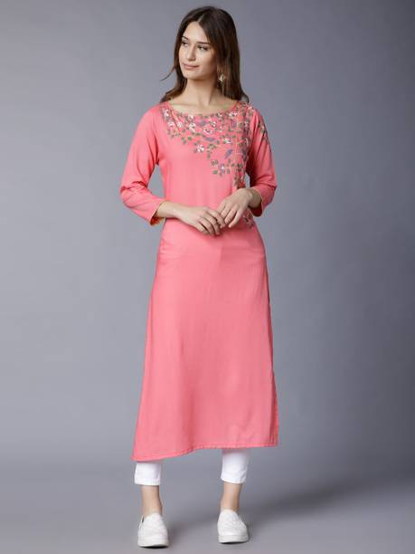 Women Printed Cotton Rayon Straight Kurta