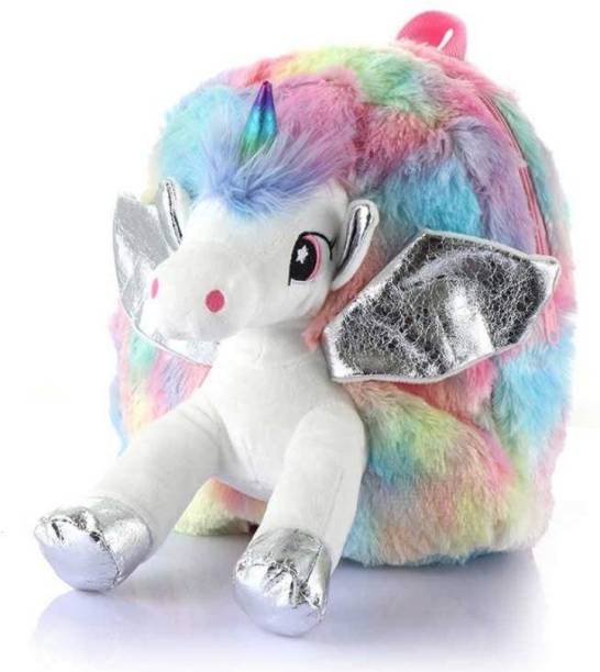 prisma collection Unicorn Plush Bag Toy Doll School Bags for Kindergarten (Multicolour) Waterproof Backpack