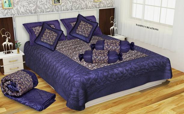 Yashvi Creations Satin King Sized Bedding Set