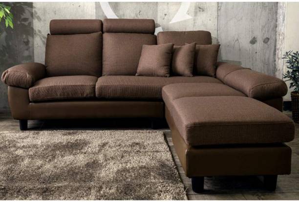 CasaStyle Isabella 5 Seater Interchangeable L Shape Fabric + Leatherette Sofa (Brown) Fabric 5 Seater  Sofa