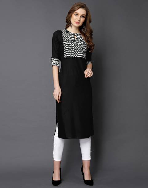 Women Printed Cotton Rayon High Low Kurta