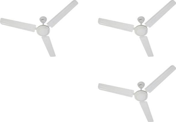 USHA CF 1200MM RACER RICH WHITE W/O REG Pack of 3 with 1 Year Warranty 1200 mm Ceiling Fan