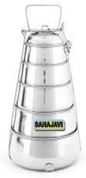 sahajavi Traditional Indian Stainless Steel, 5 Tier Tiffin Container/ Lunchbox 5 Containers Lunch Box