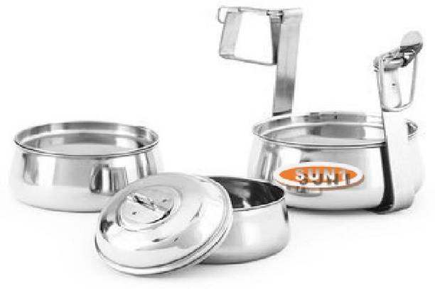 sahajavi ahajavi Stainless Steel 3 Compartment Pyramid Tiffin Box/Lunch box 3 Containers Lunch Box