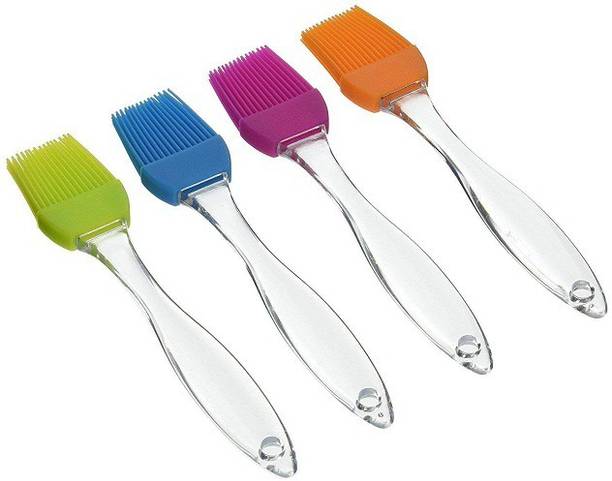 BuyerHub Set of 4 Kitchen Silicon Flat Pastry Brush Silicon Oil Cooking Brush for Grilling,and BBQ Plastic Flat Pastry Brush