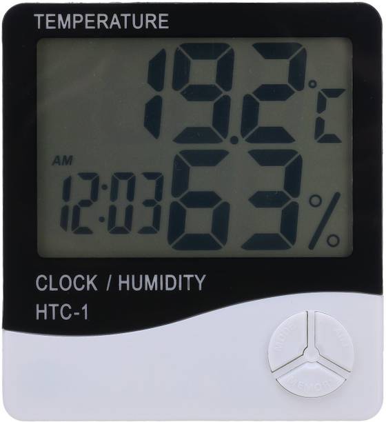 Thermocare Room Thermometer Digital With Humidity and accurate temperature indicator wall mount Led Clock time Room -1 Thermometer